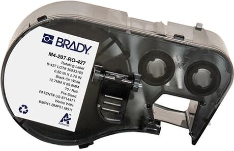 Brady M4-207-RO-427 etiquetas vinil laminado preto sobre branco 12,70 mm x 69,85 mm
