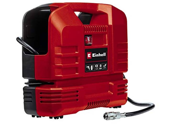 Einhell Compressor TC-AC 190 OF set (1100 W, compacte en lichte motor, max. 8 bar, incl. blaaspistool, bandenpomp, 3 meter slang en 3-delige adapterset)