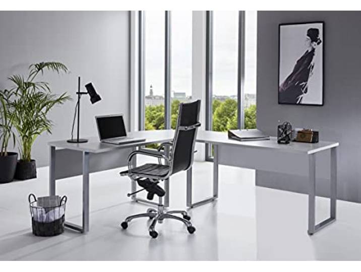 BMG Möbel Winkelschreibtisch Office Edition Eckschreibtisch Schreibtisch in 2 Farbvarianten (Lichtgrau)