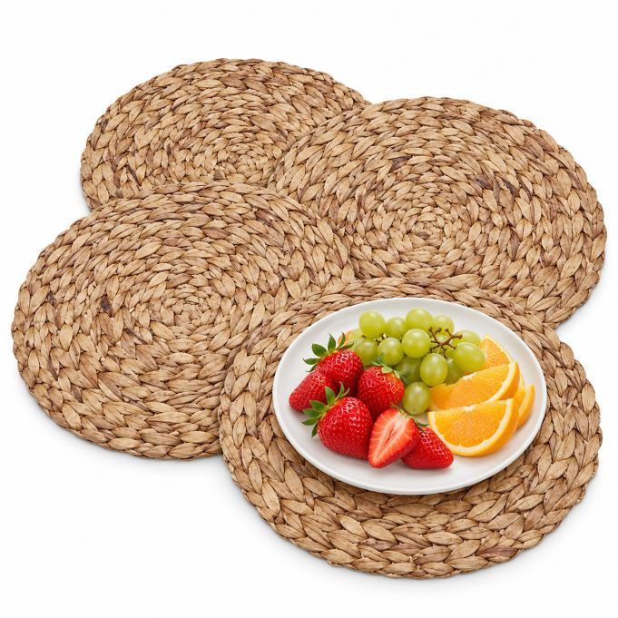 Relaxdays Placemats van waterhyacint, set van 4