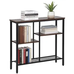 Relaxdays Konsolentisch mit 4 Ablagen Braun,Schwarz