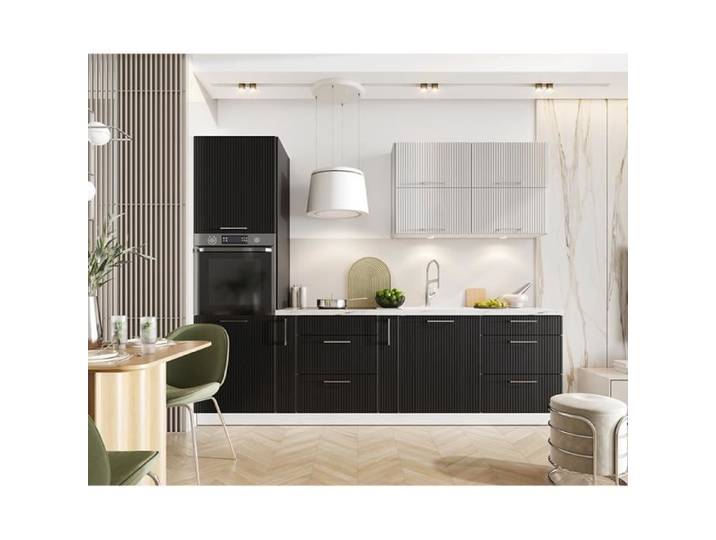 Cuisine complète emplacement pour four encastrable 270 cm couleur noire - KATIA