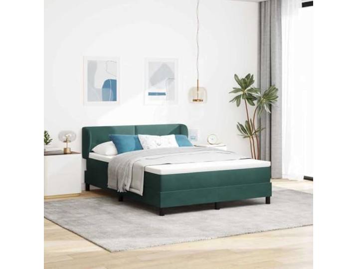 ZXQVLMRS Boxspringbett 140x200 cm Samt, Verstellbares Kopfteil Dunkelgrün Inklusive Matratze & Topper, Stabiler Holzrahmen, Moderner Wohnstil