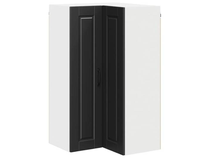 IBUQDDV Wand-Eckschrank Porto Schwarz 57 x 57 x 100 cm Holzwerkstoff Wandmontage,Innenbereich,Küche,geräumige Regalböden,offene Fächer,schwarzes Design,Stabilität