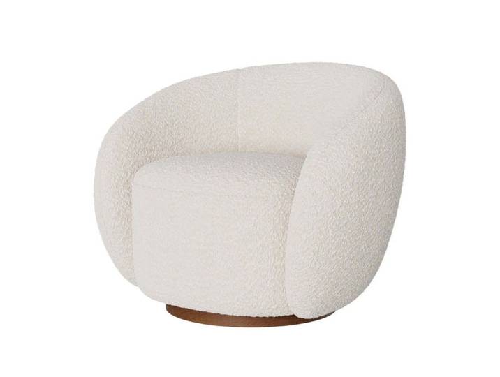 Fauteuil pivotant en tissu bouclé blanc - Naya - Maison Pavane