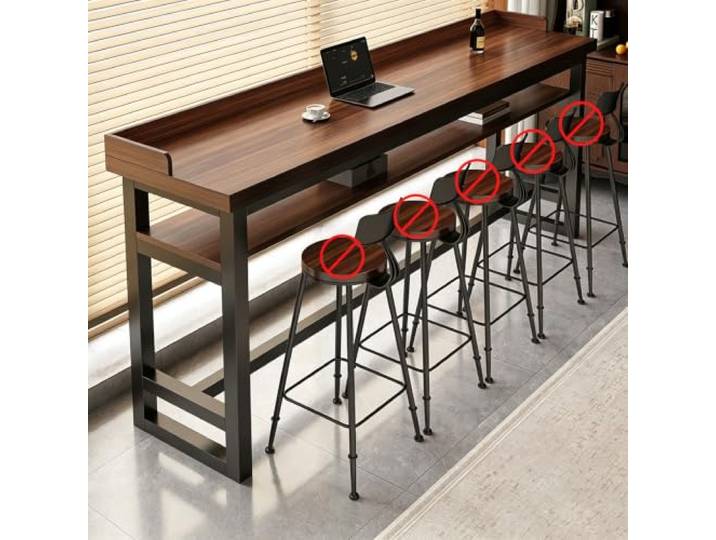 Bartisch Massivholz Schmaler Stehtisch mit Metallgestell für Küche Café Massivholzplatte mit stabilem Metallgestell, schmaler Bartisch für Küche, Café und Wohnzimmer, platzsparendes Design