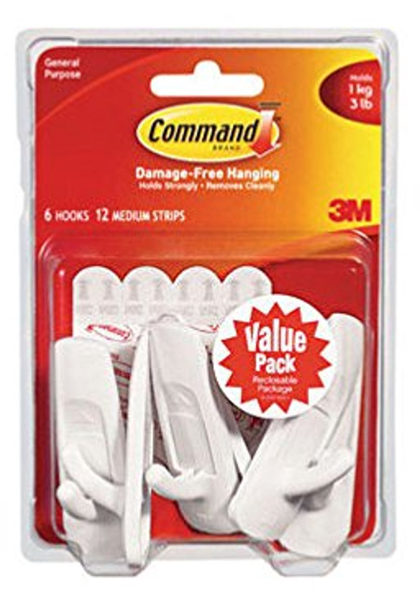 Medium Command Haken Voordeelverpakking - 6 Stuks