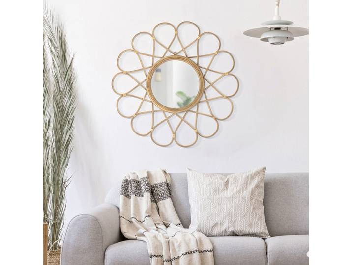 Miroir mural rond 65,5 cm rotin Shia Bois
