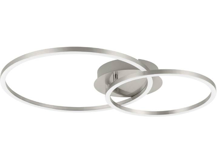 EGLO Deckenleuchte PALMAVES 2 Deckenlampe - Alu, Stahl - LED;LED - 1X12W;1X10W - IP20 , nickel, matt, 2, H: 7cm, 1 Stk., Leuchten, Wohzimmerlampe, Esszimmerlampe, Flur, Schlafzimmer, L56 x B39 x H7 cm, Deckenleuchte