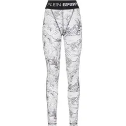 PLEIN SPORT Sportleggings, Größe L in Weiß 01