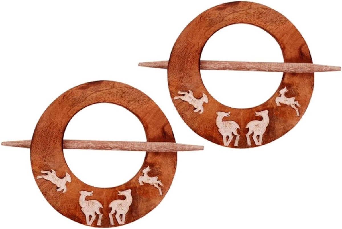 Set van 2 houten gordijnhouders van purpledip