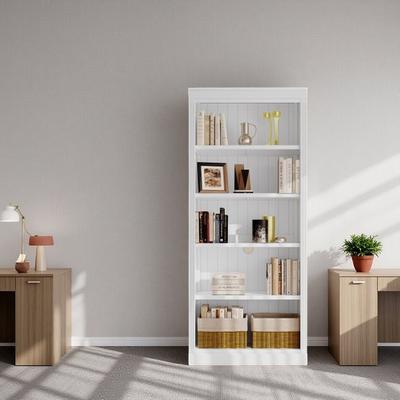 VIVIADORE "83"" Tall 5-Tier Bookcase,Modern Wooden Storage Shelf Organizer with Adjustable Shelves and Vertical Line Design"