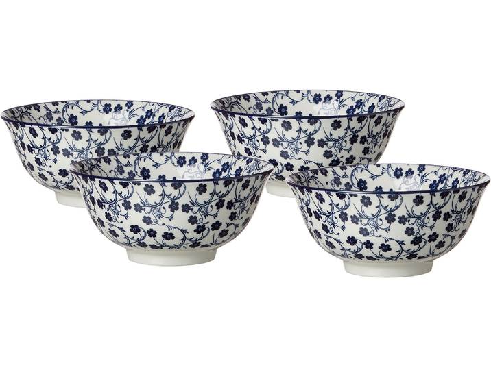 Müslischale RITZENHOFF & BREKER ROYAL SAKURA , weiß (weiß, blau), H:7,5cm Ø:15,5cm, Keramik, Schüsseln, Müslischale, mikrowellengeeignet