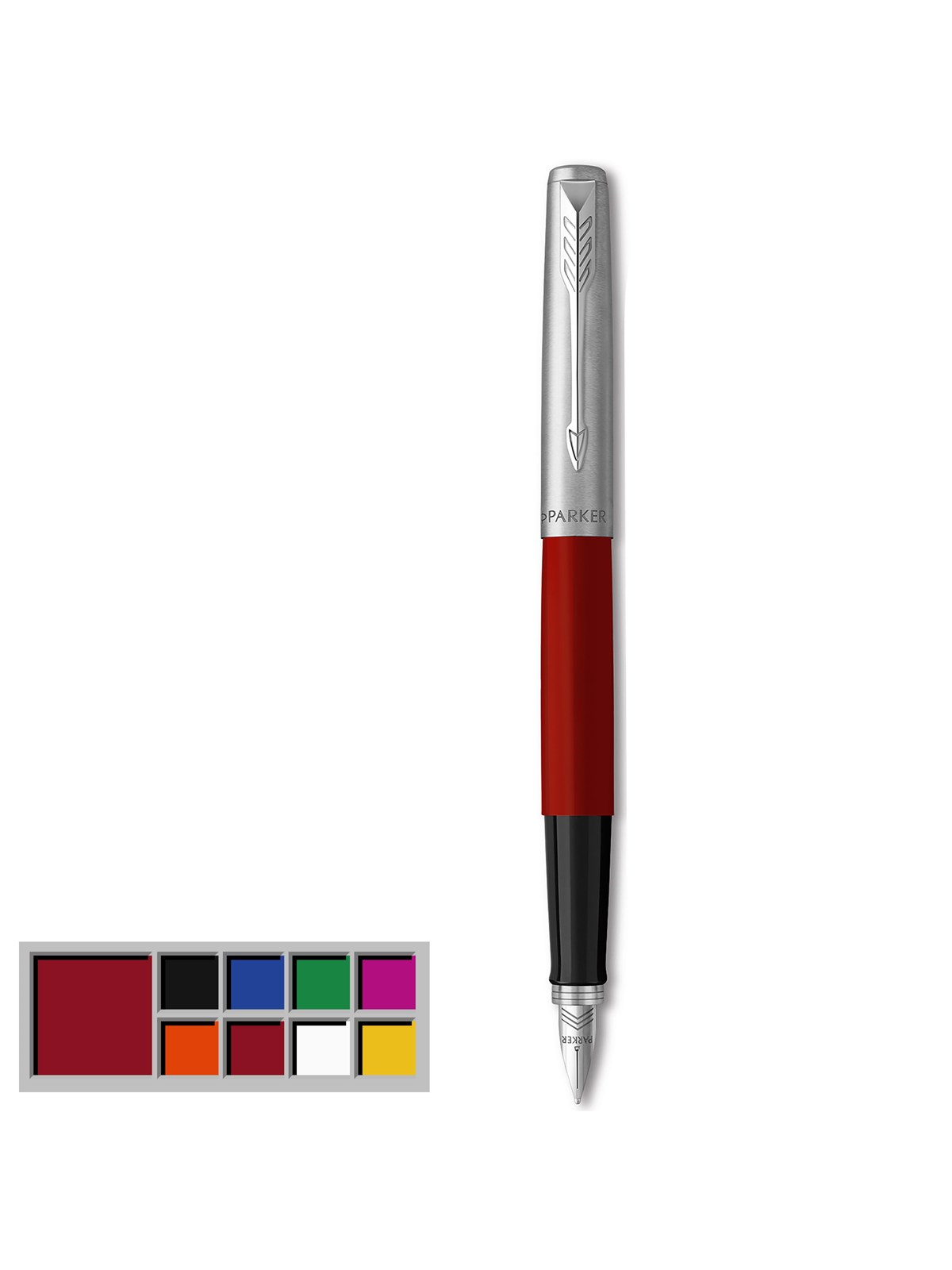 Parker Jotter Originals Füller | Klassisches Rot | Füllfederhalter mit mittlerer Feder | blaue Tinte