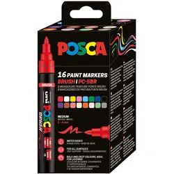 Posca, Malstifte, - Brush PC-5BR set, 16 pcs (401677) (16x)
