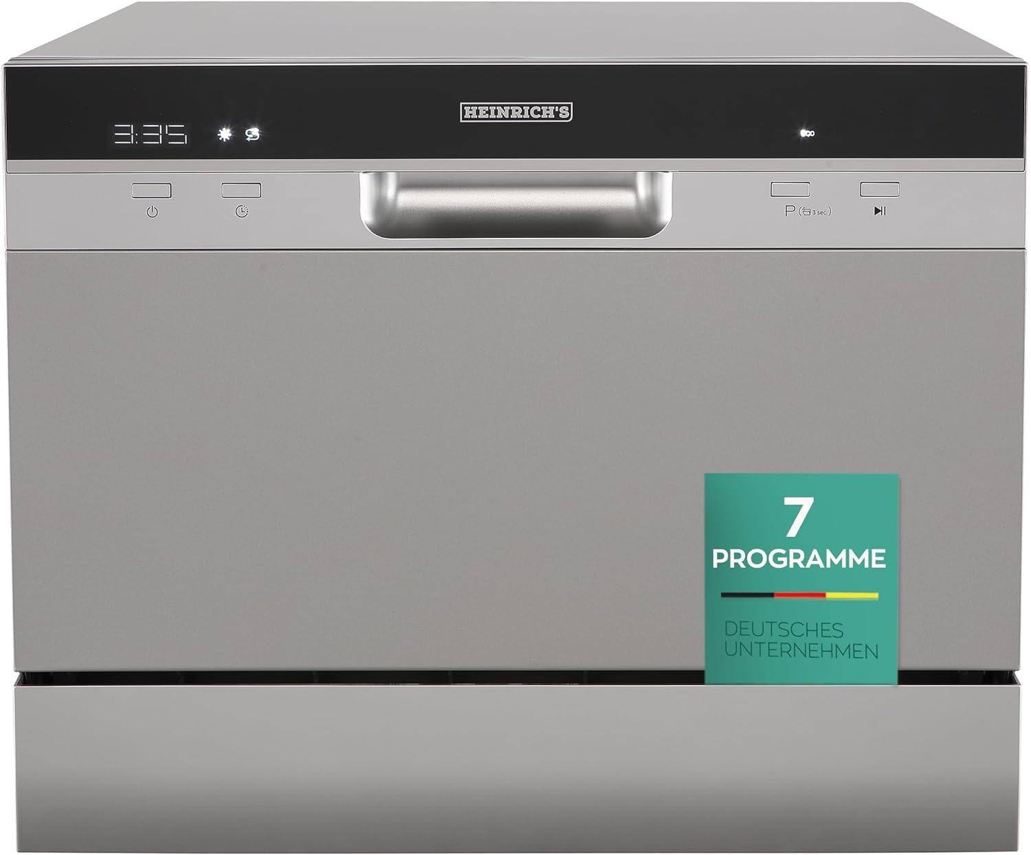 HEINRICHS tragbarer Mini Geschirrspüler, Spülmaschine, Tischgeschirrspüler mit 6,5L Wasserverbrauch, mit Wasseranschluss nutzbar, klein + freistehend