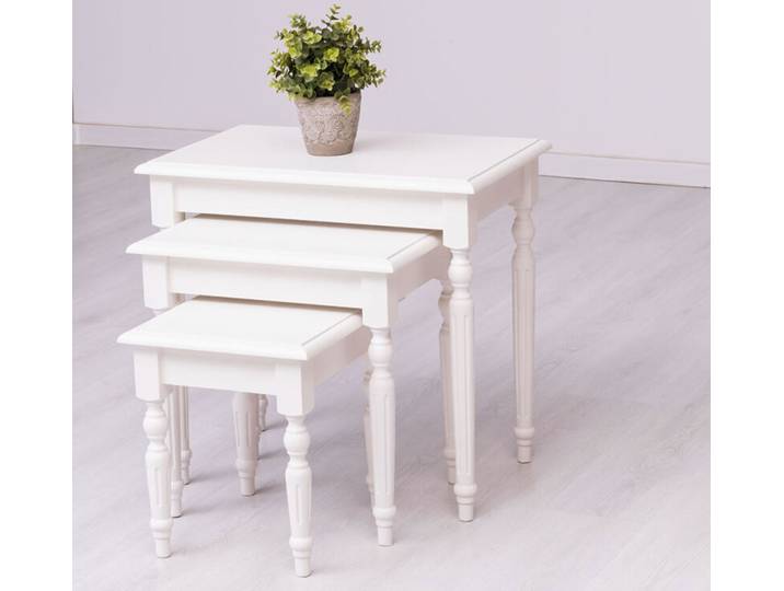 Landhausstil Beistelltisch 3er Set altweiß