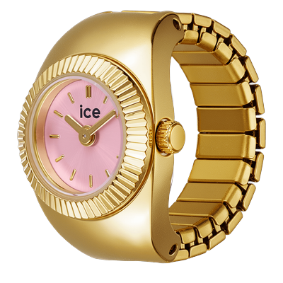 Uhrenring ICE-WATCH "Chouchou", gold (goldfarben, rosa, rosa), Armbanduhren, Damen, Goldfarben, Quarzuhr, Damenuhr, Edelstahlringschiene, analog