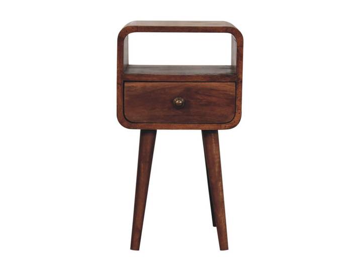 Artisan Furniture Nachttisch Honey-Caramel-Finish, 1 Schublade, 1 offenes Regal, Braun, Holz, Echtholz,Mangoholz, 30x55x30 cm, Schlafzimmer, Nachttische