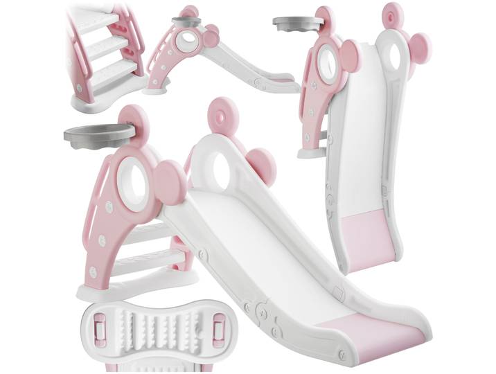 Toboggan pliable JOY pour enfants avec panier de basket - rose
