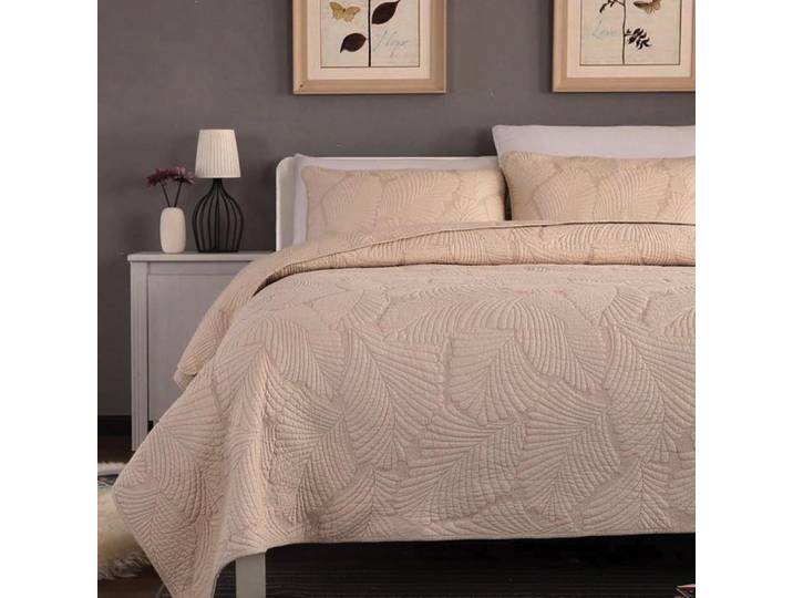Boutis brodé Filoa en polyester beige 130 x 160