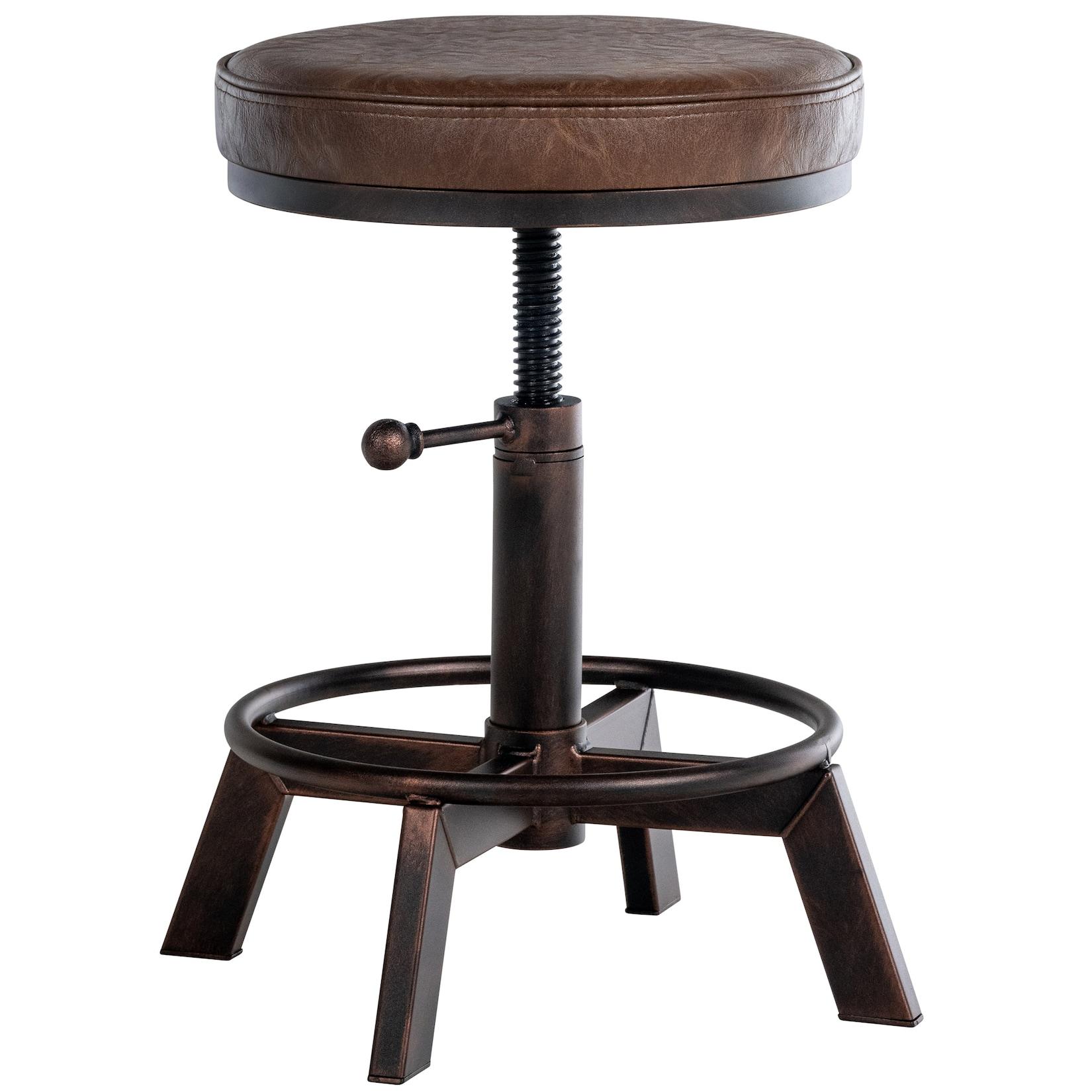 CLP Sitzhocker Destin mit Kunstlederbezug I Hocker im Industrial Design I gepolstert und höhenverstellbar
