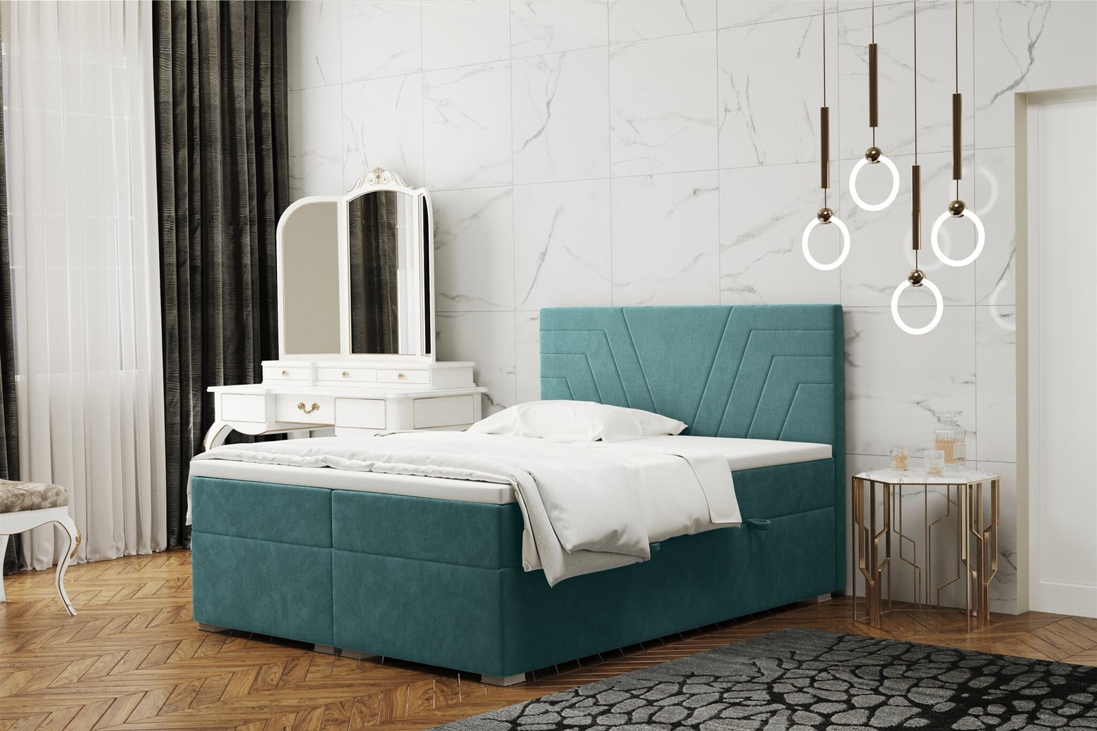Fun Moebel Boxspringbed Ramon 180x200 cm Turkooise Fluweel