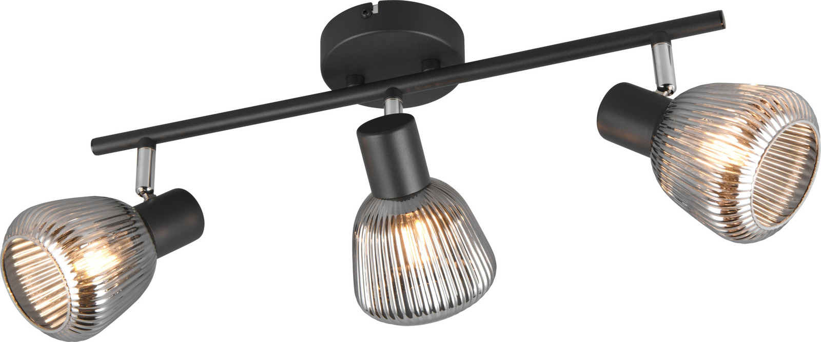 Trio Plafondlamp Tarifa 3-lichts met geribbeld glas