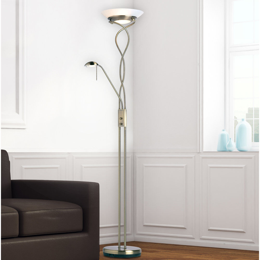 Zipcode Design Gabriela 182cm Torchiere Floor Lamp Antique Brass 182cm H X 32.5cm W X 32.5cm D