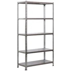 SimonRack Metallregal, 1800x800x400 mm, 5 Ebenen, Metallboden, 180 kg Biegepunkt, Verzinkt - Simonclick