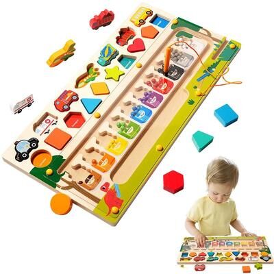 Uplifted Finds 3 In 1 Toddler Montessori Toys Magnetic Color And Number Maze Wooden Sorting Puzzle 3 In 1 Toddler Montessori Toys Magnetic Color And Number Maze Wooden Sorting Puzzle