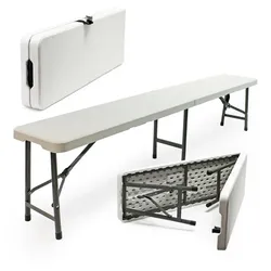 Helloshop26 - Leichte klappbare Campingbank Outdoor Gartenparty Grillpicknick 180 cm weiß 16_0002207