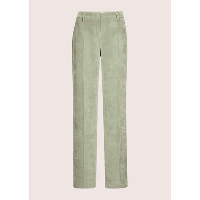 Cordhose MADELEINE "Cordhose Weite Cordhose mit Bügelfalten", Damen, Gr. 46, N + K Gr, beige (jadegrün), Modern, normal, Hosen Cordhose, Weite Cordhose mit Bügelfalte