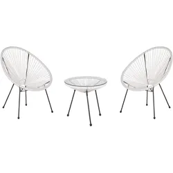 BALKONSET 2-Sitzer Rattan weiß Acapulco II