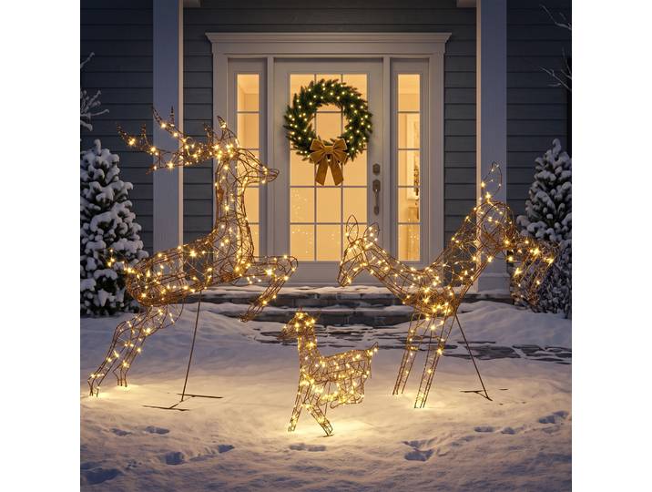 Outsunny Rennes Lumineux Extérieur 120cm LED Noël Lot de 3
