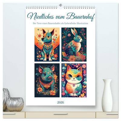 Niedliches vom Bauernhof (hochwertiger Premium Wandkalender 2026 DIN A2 hoch), Kunstdruck in Hochglanz