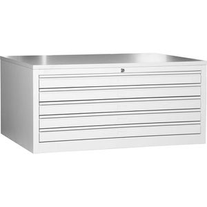 G-Office Planschrank MPC/5, lichtgrau, DIN A1, aus Metall, 90% Teilauszug, 113 x 53 x 83 cm, 5 Schubladen