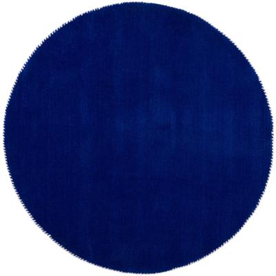 Wollteppich CARPETFINE "Gabbeh Lola Uni", blau, H:14mm Ø:200cm, Wolle, Teppiche, mit natürlichem Pflanzenmaterial von Hand gewebt, auch in Rund