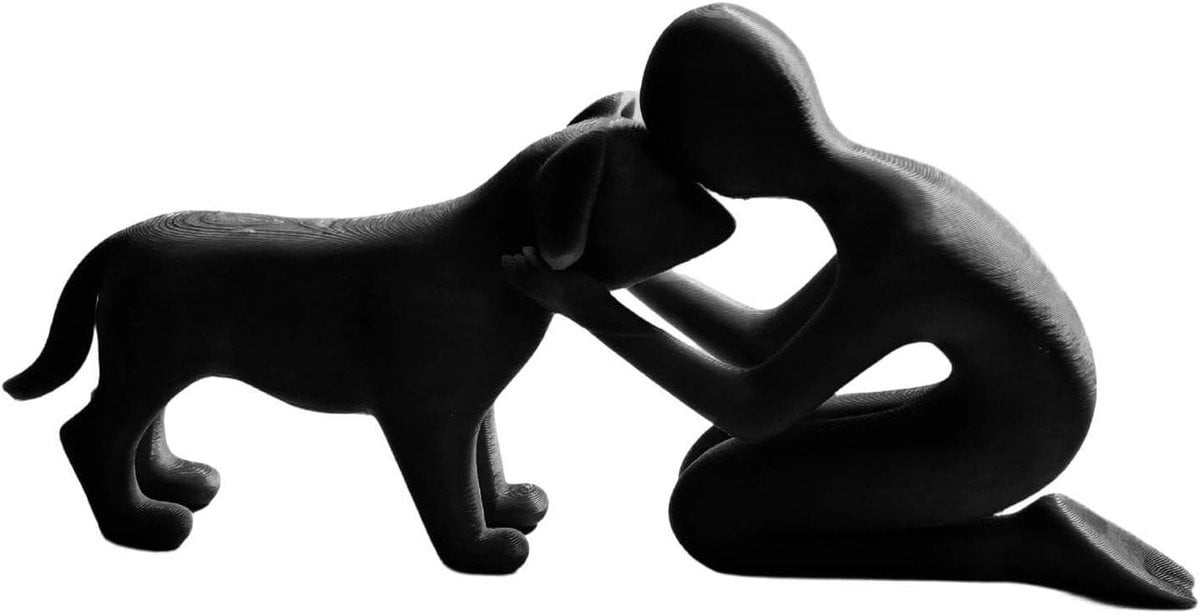 Zwart herdenkingsbeeld voor honden als woonkamerdecoratie - H 17 x B 9 x D 17 cm