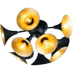 LED Deckenleuchte Trompeten Optik Deckenlampe Retro Wohnzimmerleuchte gold schwarz, Metall, 10x 4W 350Lm warmweiß, D 50 cm