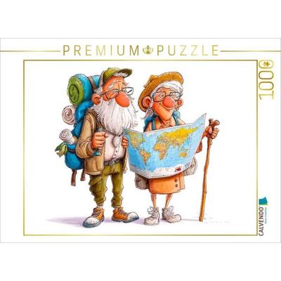 CALVENDO Puzzle Rentner mit Landkarte auf Weltreise | 1000 Teile Lege-Größe 64x48cm Foto-Puzzle für glückliche Stunden, Sonstige von , Calvendo Puzzle