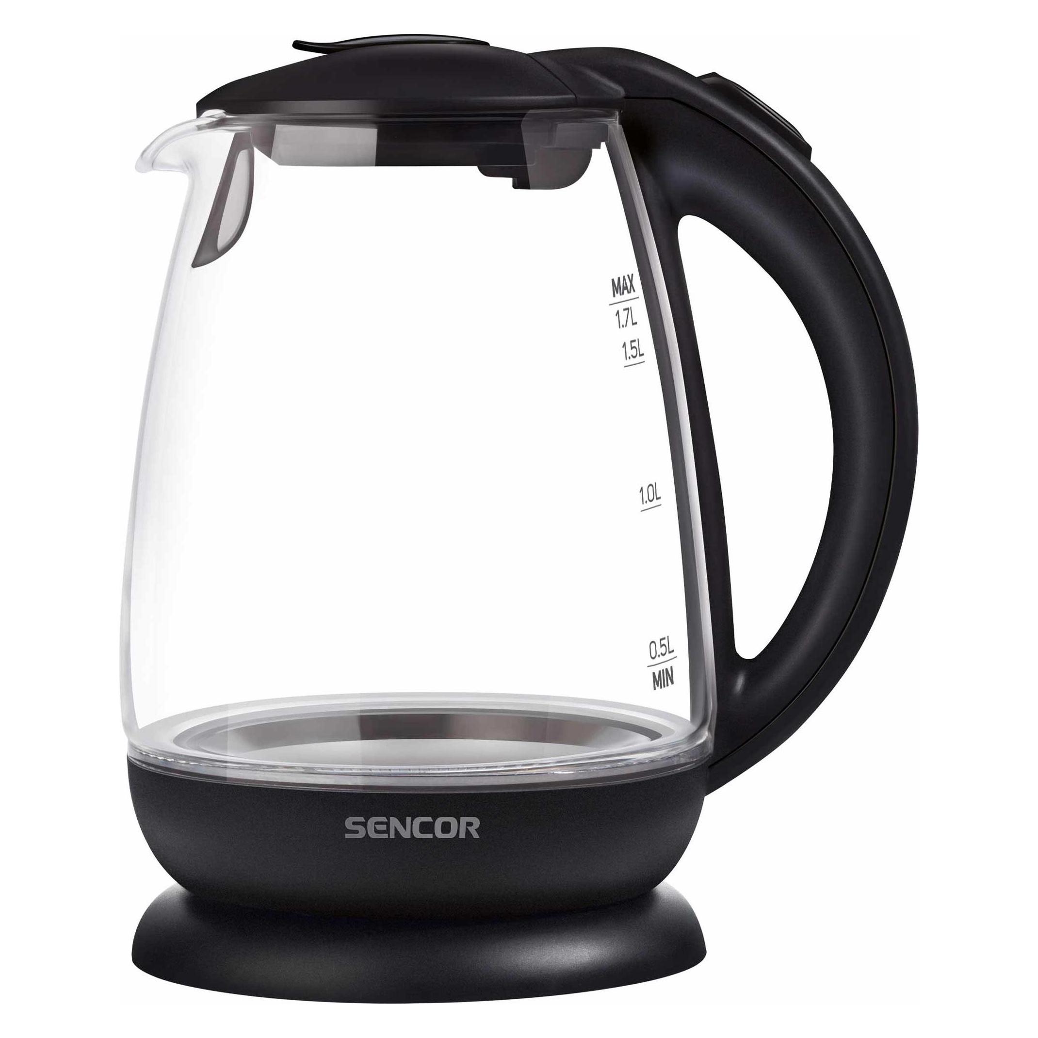 Sencor SWK 1785BK, 1,7 l, 2200 W, Schwarz, Glas, Edelstahl, Wasserstandsanzeige, Überhitzungsschutz (1.70 l) (SWK1785BK)