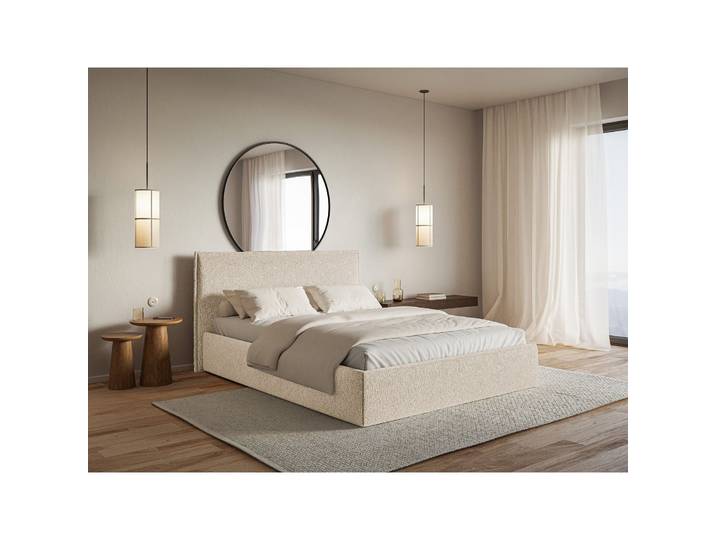 Polsterbett 160x200 cm Softie Slim hellbeige Chenille