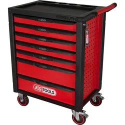 KS TOOLS RACINGline SCHWARZ/ROT Werkstattwagen mit 7 Schubladen - 826.0007