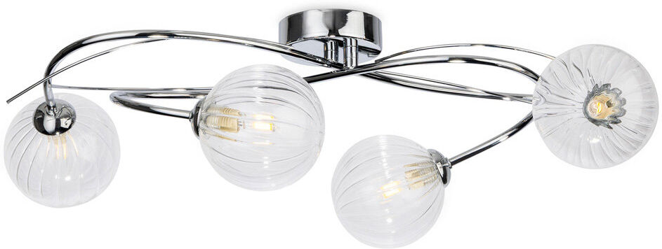 Firstlight Glass Flush Mount Chrome/Clear 18cm H X 57cm W X 48cm D