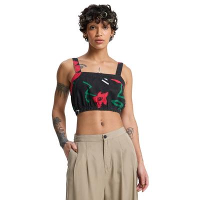 Crop-Top QUIKSILVER "Palma", Damen, Gr. XL, schwarz street floral 64, Obermaterial: 55% Baumwolle, 45% Hanf., Tops