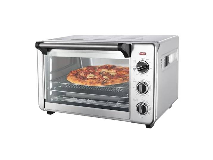 Russell Hobbs Mini-Backofen Airfryer, Edelstahl, 20 l, mit Frittierkorb Konvektionsluftstrom für gleichmäßiges Garen, Intensive Heißluft für knusprige Ergebnisse, 5 Garfunktionen