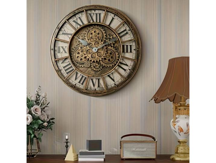 46 cm véritable engrenages mobiles horloge murale grand vapeur industrielle Punk chiffre romain horloge murale salon décoration de la maison horloge à Quartz