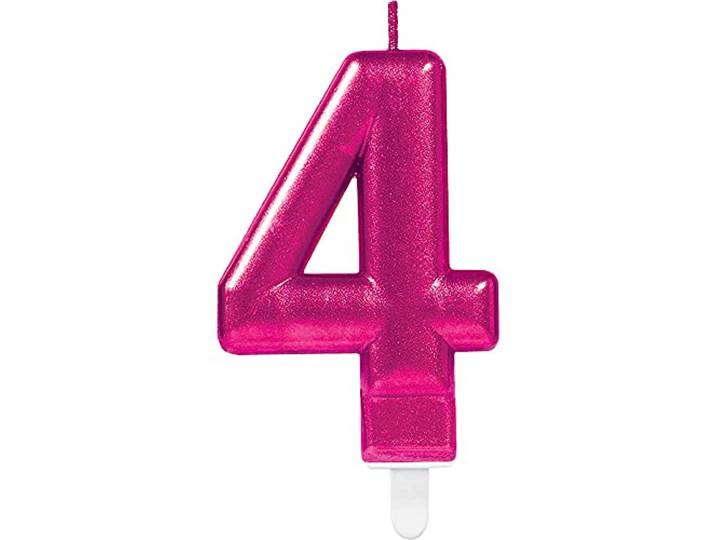 (PKT) volwassen metallic roze kaars nummer 4