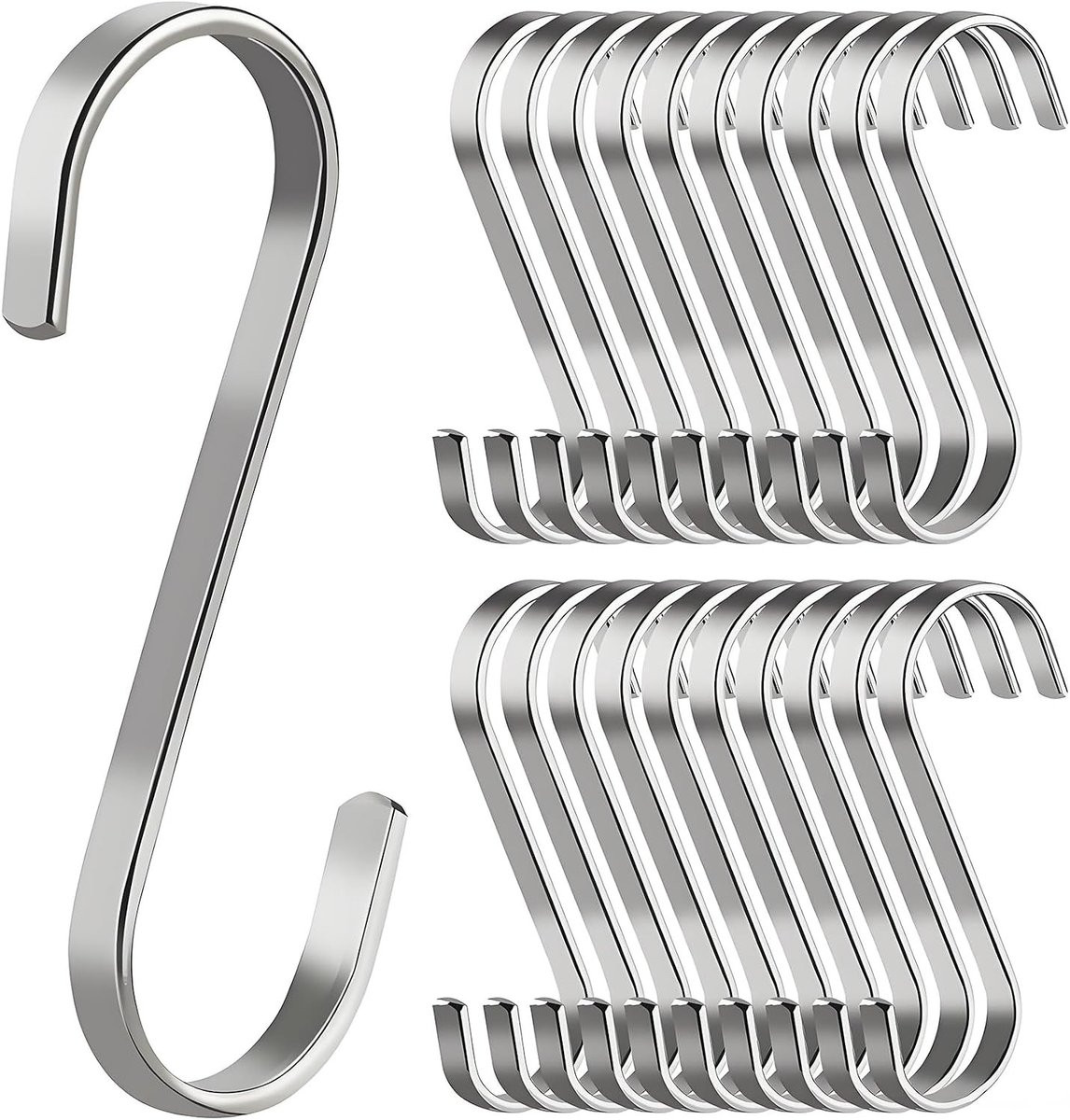 20 stuks RVS S-haken multifunctionele metalen ophanghaken voor keuken, badkamer en kantoor